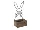 Hnědý dřevěný box s kovovým králíčkem - 20*13*10/44 cm Clayre & Eef