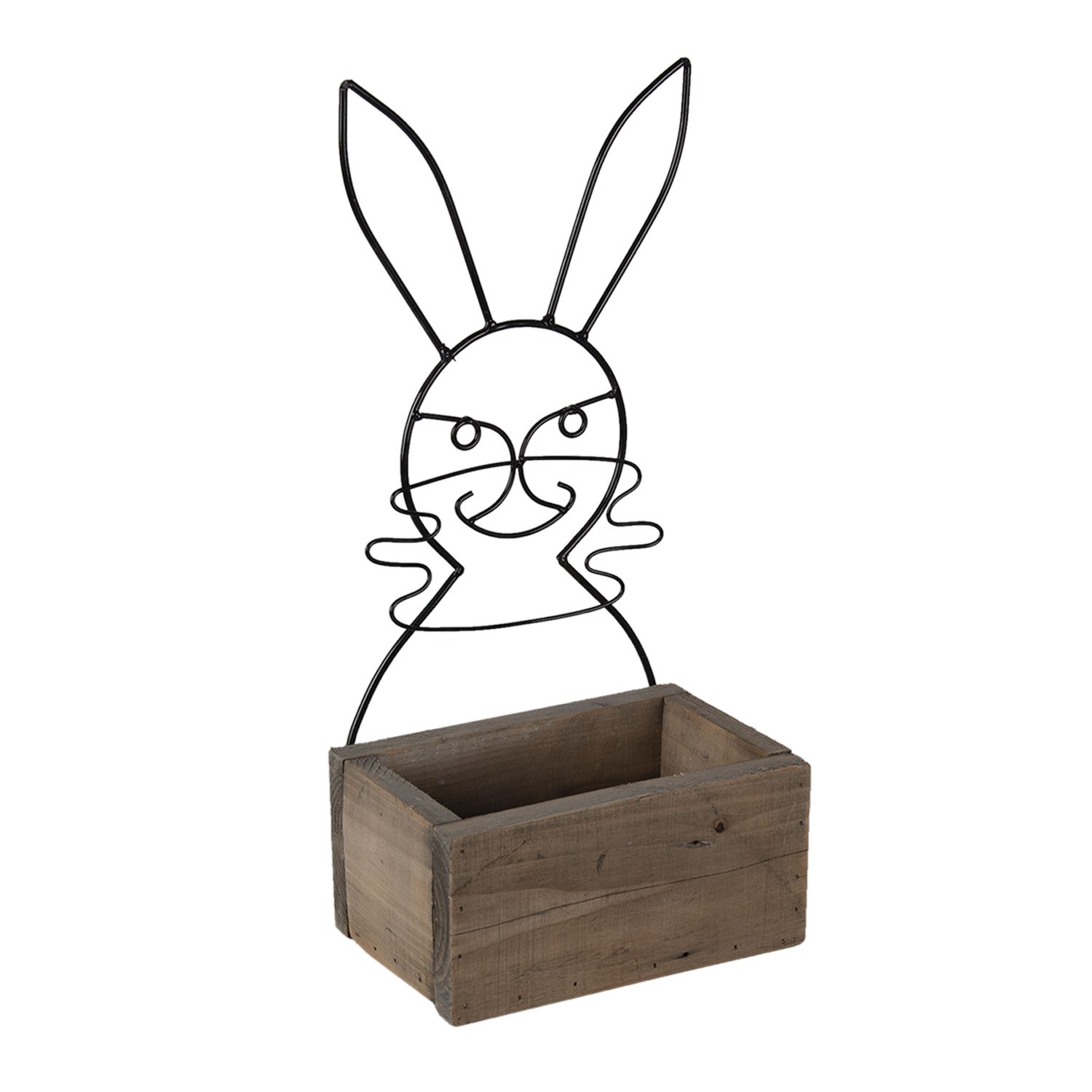 Hnědý dřevěný box s kovovým králíčkem - 20*13*10/44 cm Clayre & Eef Hnědý dřevěný box s kovovým králíčkem - 20*13*10/44 cm Clayre & Eef
