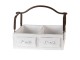Bílý dřevěný retro box se dvěmi přihrádkami a kovovým uchem - 41*19*29 cm Clayre & Eef