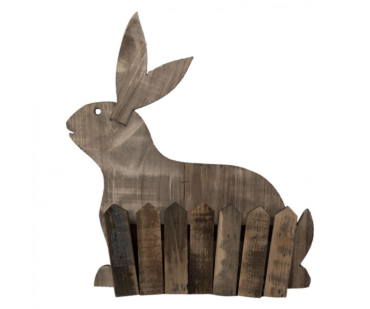 Hnědý dřevěný držák na květiny v motivu králíka - 31*12*36 cm Clayre & Eef