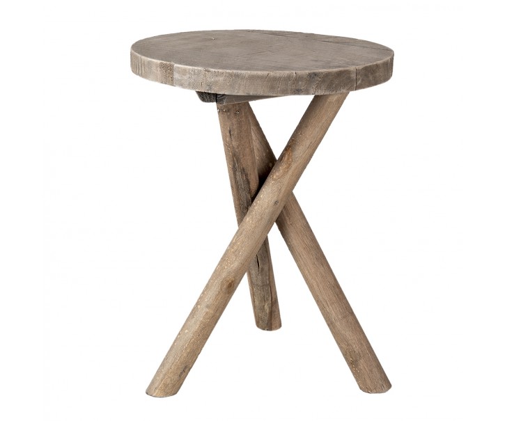 Dřevěný kulatý stolek na květiny - Ø 24*32 cm Clayre & Eef
