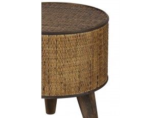 Hnědý dřevěný odkládací stolík Canya - Ø 35*39 cm