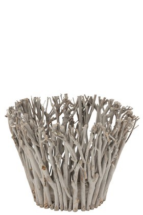 Šedý svícen z dřevěných větviček L - 30 * 38 cm J-Line by Jolipa Šedý svícen z dřevěných větviček L - 30 * 38 cm J-Line by Jolipa