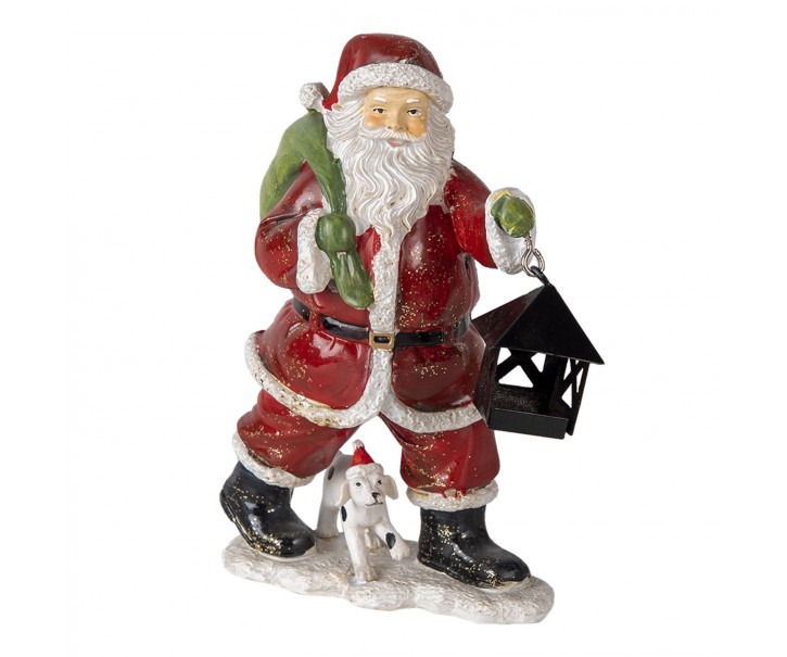 Dekorativní soška Santy se psem - 11*6*15 cm Clayre & Eef