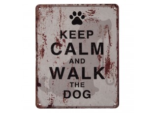 Nástěnná kovová cedule Keep Calm Walk a Dog - 20*25 cm