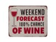 Nástěnná kovová cedule Weekend & Wine - 20*25 cm Clayre & Eef