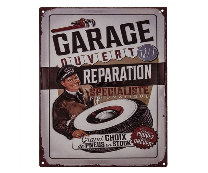 Nástěnná kovová cedule Garage Reparation - 25*20 cm Clayre & Eef