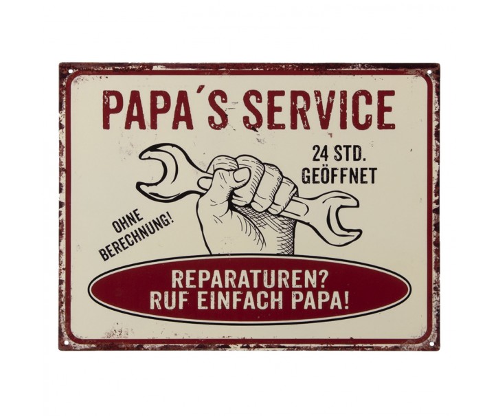 Nástěnná kovová cedule Papa´s Service - 33*25 cm Clayre & Eef