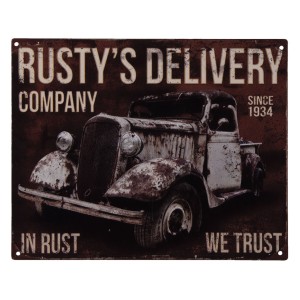 Nástěnná kovová cedule In Rust We Trust - 25*20 cm