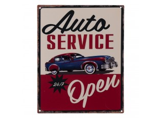 Nástěnná kovová cedule Auto Service Open - 25*20 cm