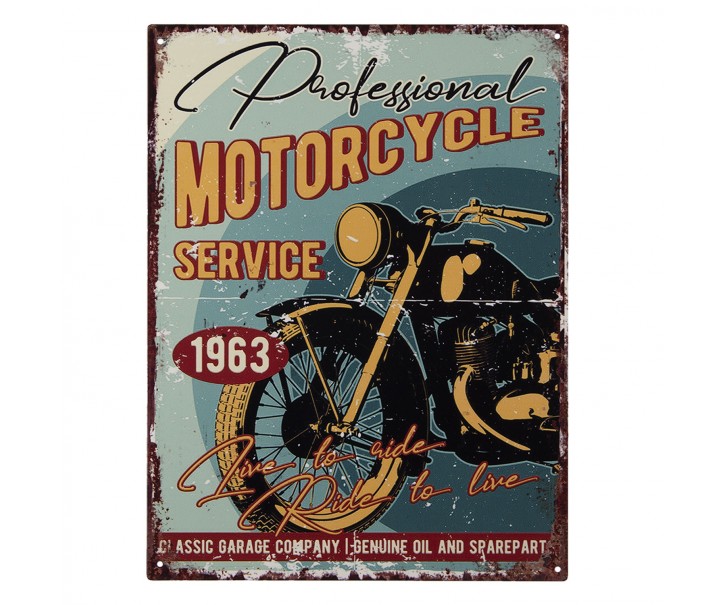 Nástěnná kovová cedule Motorcycle 1963 - 33*25 cm Clayre & Eef