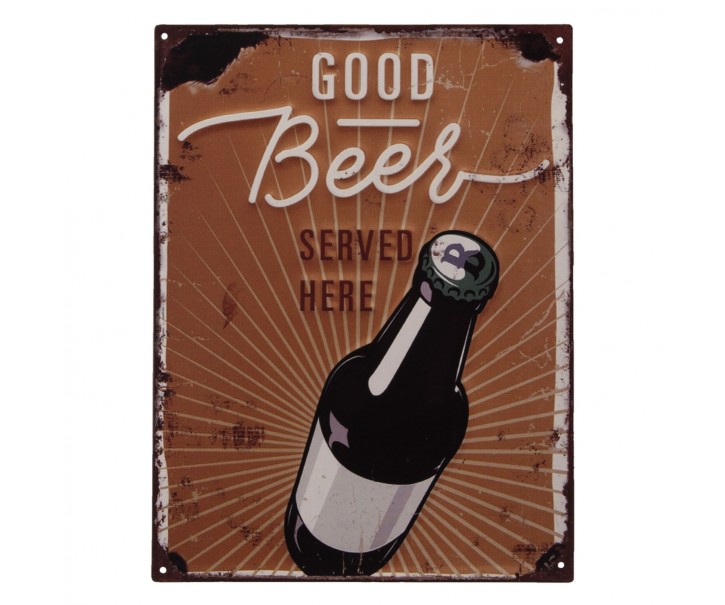 Nástěnná kovová cedule Good beer - 33*25 cm Clayre & Eef