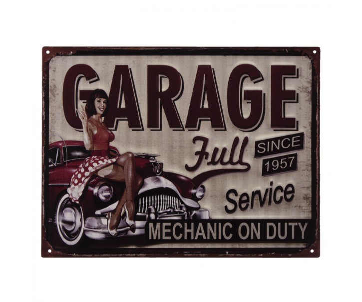 Nástěnná kovová cedule Garage Full - 33*25 cm Clayre & Eef
