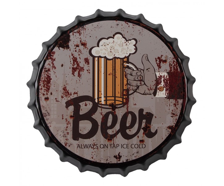 Nástěnná kulatá cedule Beer - Ø 33 cm Clayre & Eef