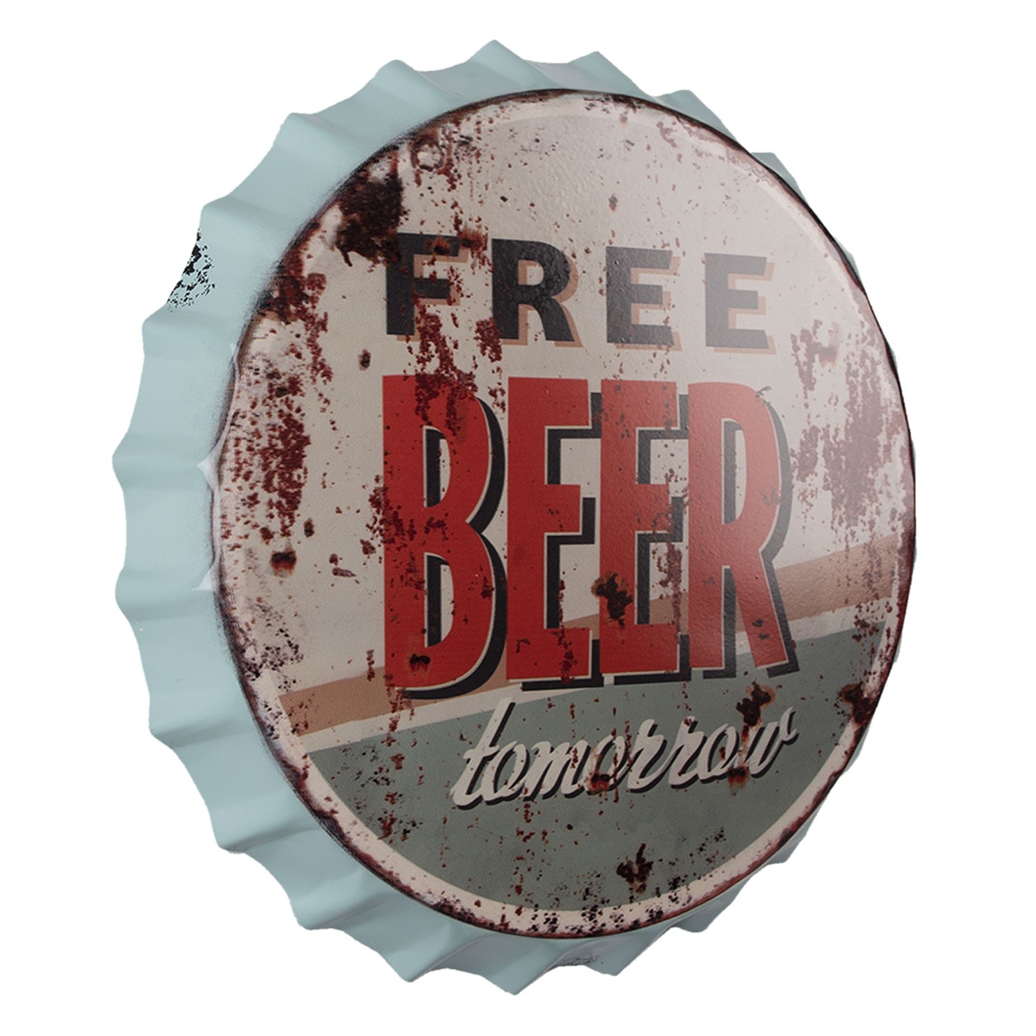 Nástěnná kovová cedule Beer Free Tomorrow - Ø 33 cm Clayre & Eef Nástěnná kovová cedule Beer Free Tomorrow - Ø 33 cm Clayre & Eef