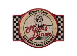 Nástěnná kovová cedule Mom´s diner - 35*45 cm