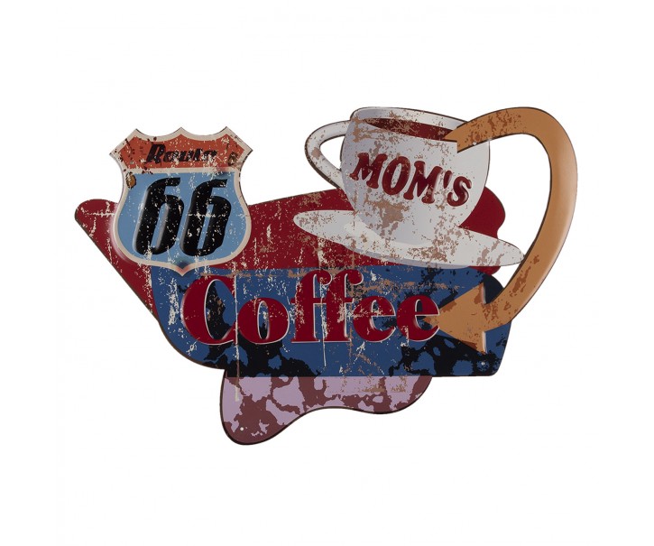 Nástěnná kovová cedule Mom´s coffee - 40*60 cm Clayre & Eef