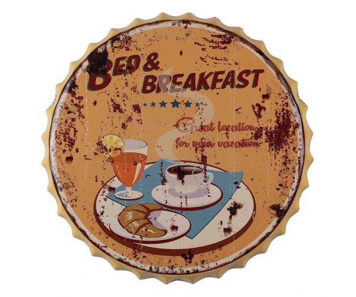 Nástěnná kulatá kovová cedule B&B - Ø 50 cm Clayre & Eef