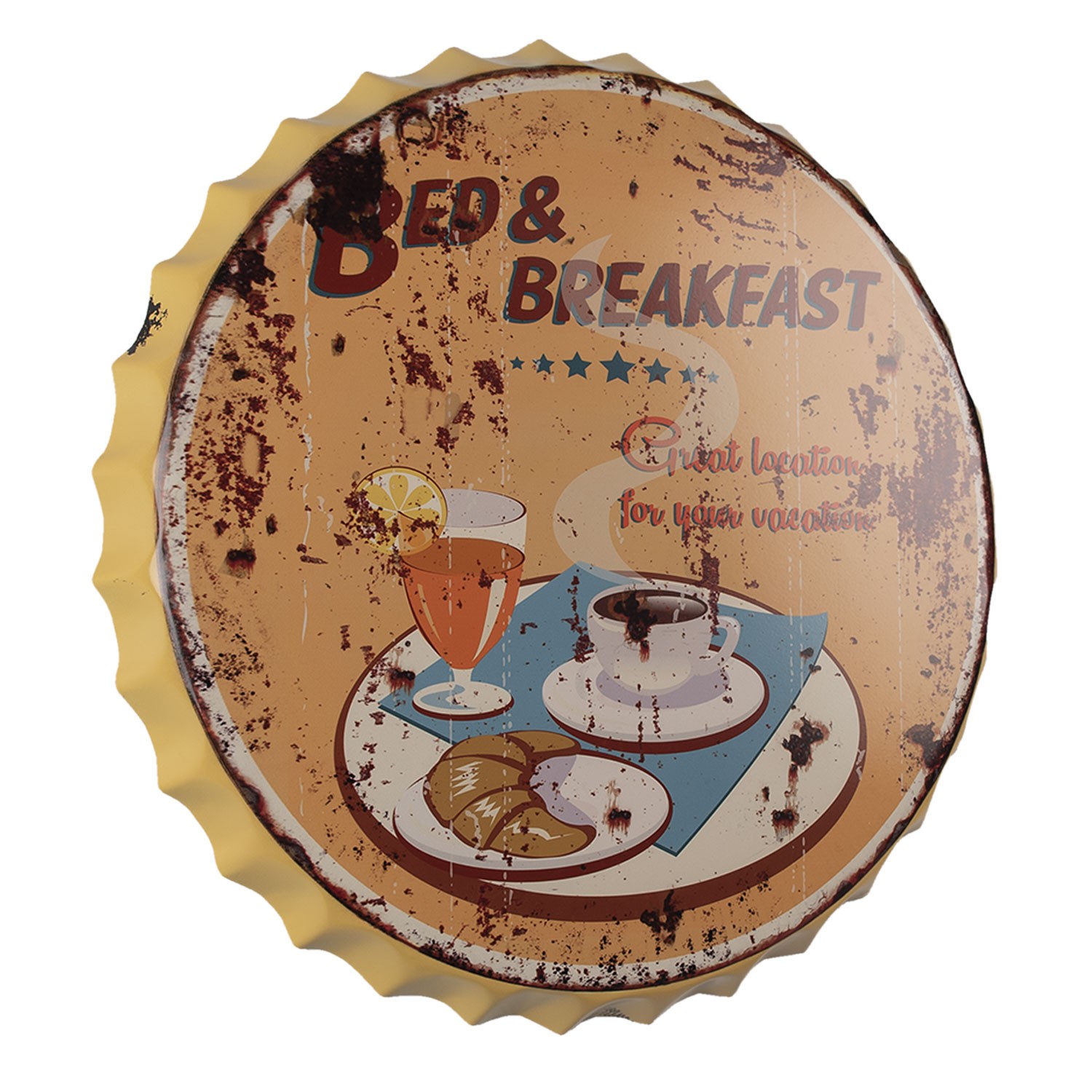 Nástěnná kulatá kovová cedule B&B - Ø 50 cm Clayre & Eef Nástěnná kulatá kovová cedule B&B - Ø 50 cm Clayre & Eef
