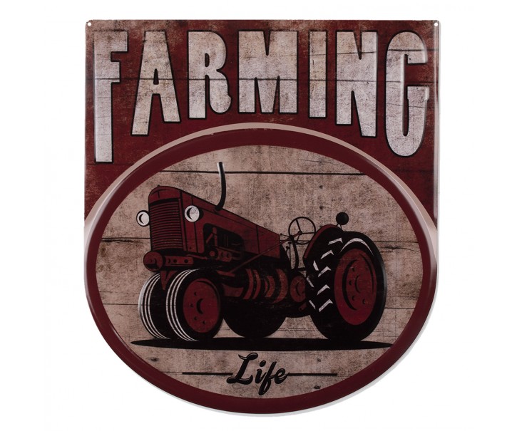 Nástěnná kovová cedule Farming Life - 50*56 cm Clayre & Eef