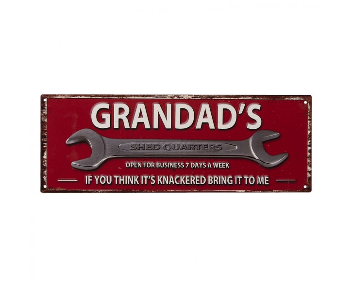 Kovová nástěnná cedule Grandad´s - 36*13 cm Clayre & Eef