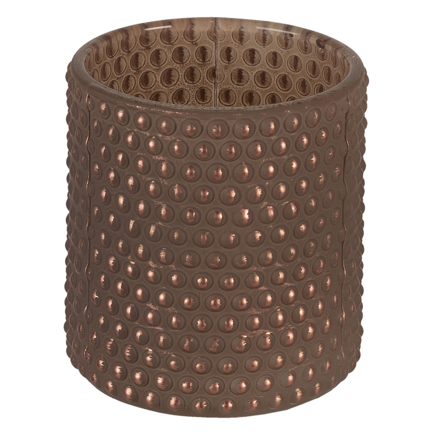 Hnědý skleněný svícen Inna M - Ø 8*9 cm Clayre & Eef Hnědý skleněný svícen Inna M - Ø 8*9 cm Clayre & Eef