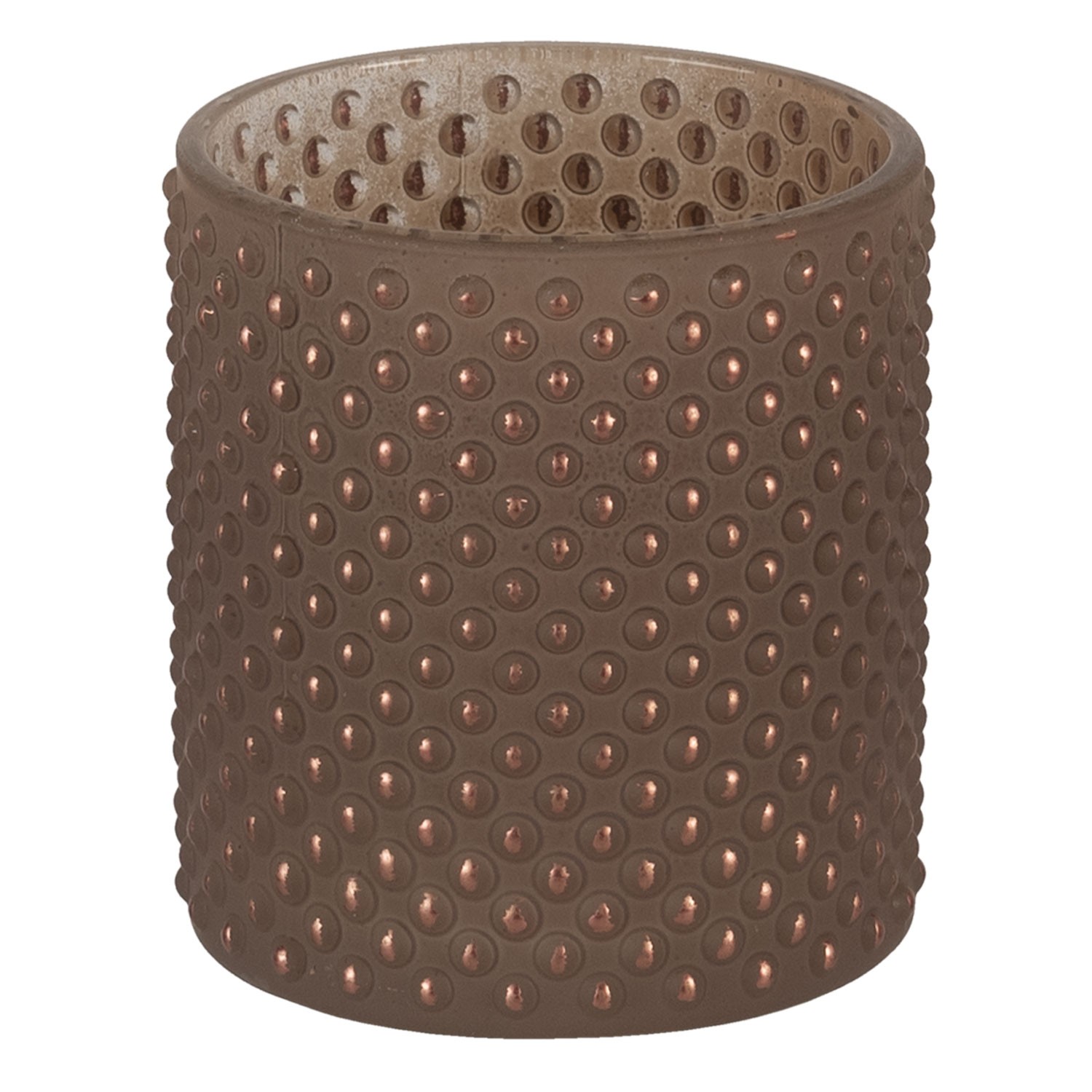 Hnědý skleněný svícen Inna S - Ø 7*8 cm Clayre & Eef Hnědý skleněný svícen Inna S - Ø 7*8 cm Clayre & Eef