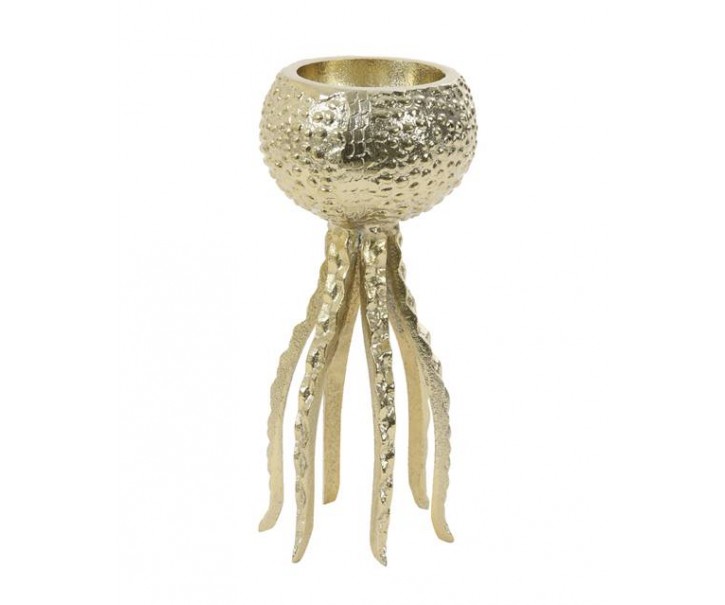 Zlatý kovový svícen Octopus S - Ø 13*25 cm Light & Living