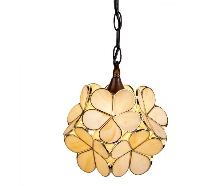 Závěsné žluto krémové světlo Tiffany Bloom - Ø 31*91 cm E14/max 1*40W Clayre & Eef