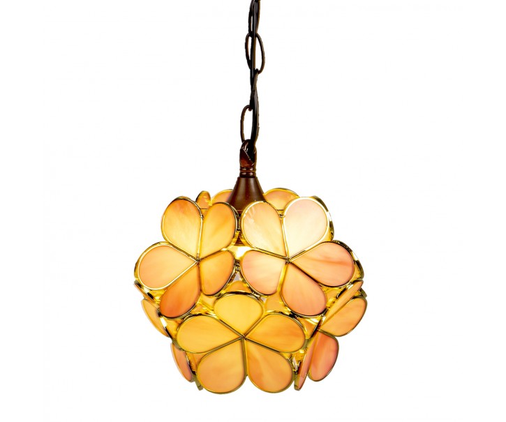Závěsné žluté světlo Tiffany Bloom - Ø 31*90 cm E14/max 1*40W Clayre & Eef