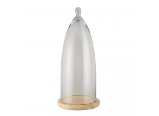 Světle hnědý dřevěný podnos se skleněným poklopem Becca - Ø 24*56 cm