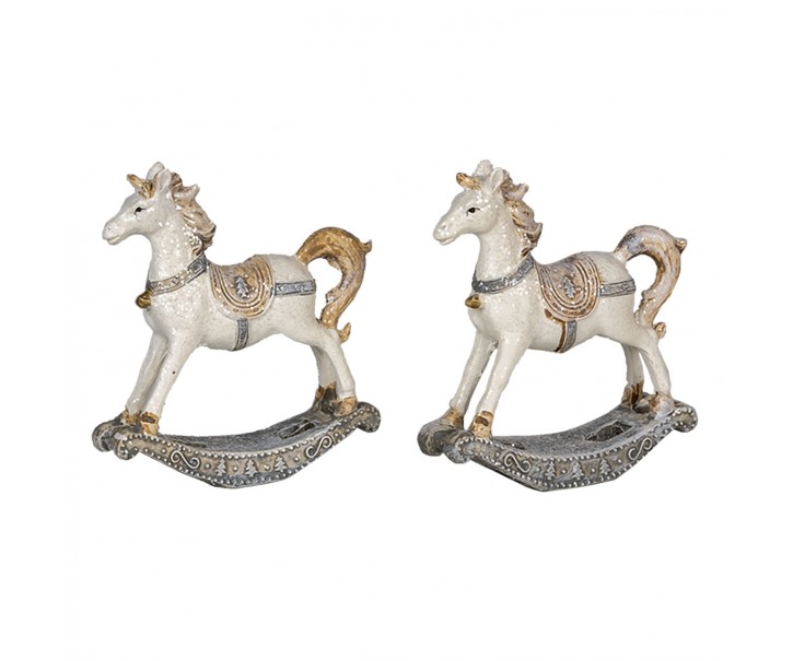 2ks Dekorativní soška houpacího koně - 7*2*8 cm Clayre & Eef