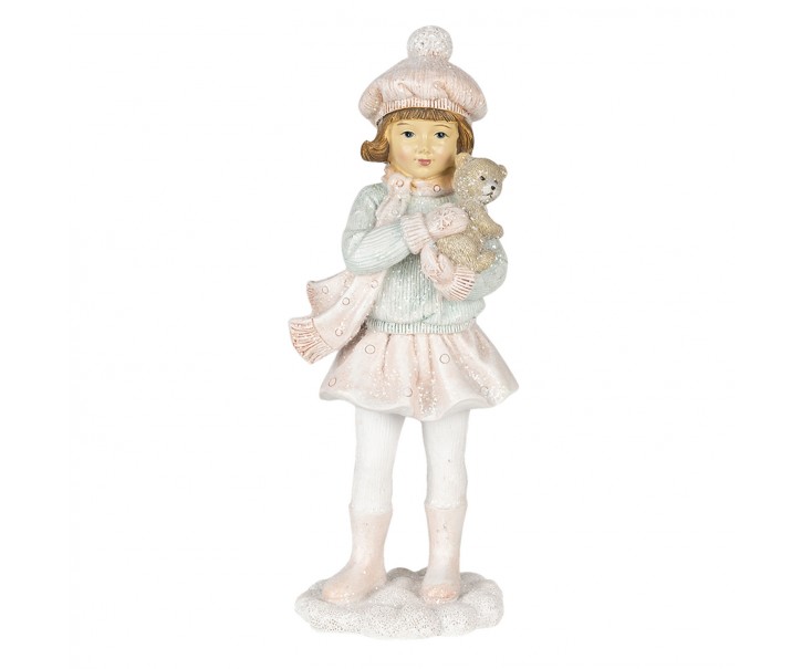 Vánoční dekorativní soška holčičky s pejskem - 11*7*21 cm Clayre & Eef