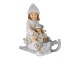Vánoční dekorativní soška holčičky na saních s panenkou - 10*5*10 cm Clayre & Eef