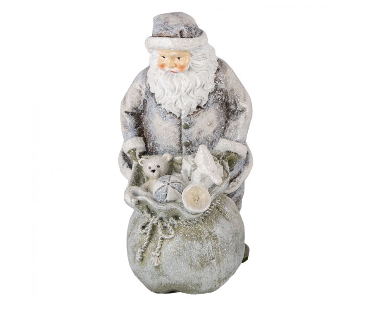 Vánoční dekorativní soška Santy s pytlem s dárečky - 10*7*13 cm Clayre & Eef