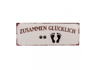 Nástěnná kovová cedule Zusammen Glücklich - 36*13 cm