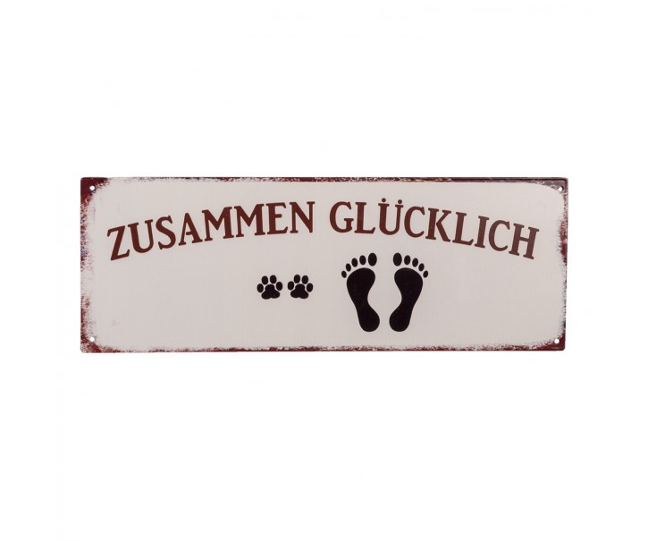 Nástěnná kovová cedule Zusammen Glücklich - 36*13 cm Clayre & Eef
