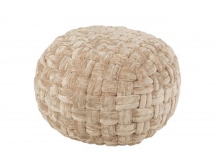 Béžový kulatý proplétaný puf Crocheted - Ø 48*35 cm