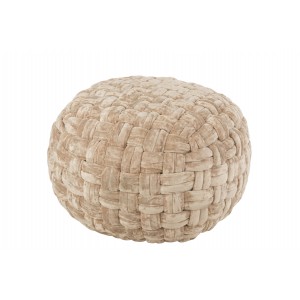 Béžový kulatý proplétaný puf Crocheted - Ø 48*35 cm