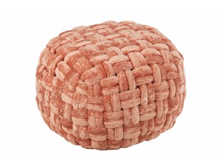 Růžovo-oranžový kulatý proplétaný puf Crocheted - Ø 48*35 cm