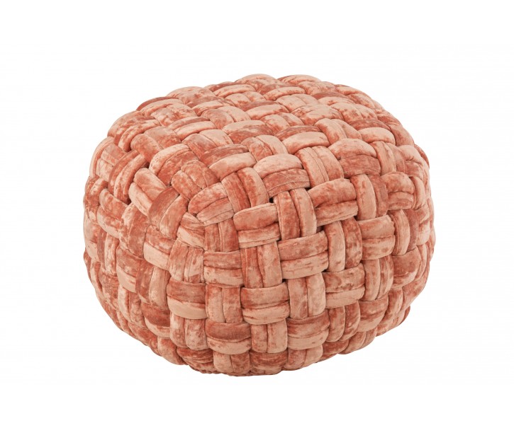 Růžovo-oranžový kulatý proplétaný puf Crocheted - Ø 48*35 cm J-Line by Jolipa