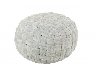 Světle modrý kulatý proplétaný puf Crocheted - Ø 48*35 cm