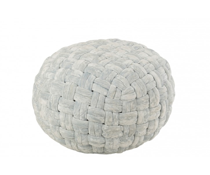 Světle modrý kulatý proplétaný puf Crocheted - Ø 48*35 cm J-Line by Jolipa