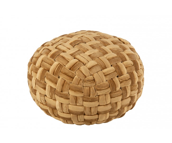 Zlatý kulatý proplétaný puf Crocheted - Ø 48*35 cm J-Line by Jolipa