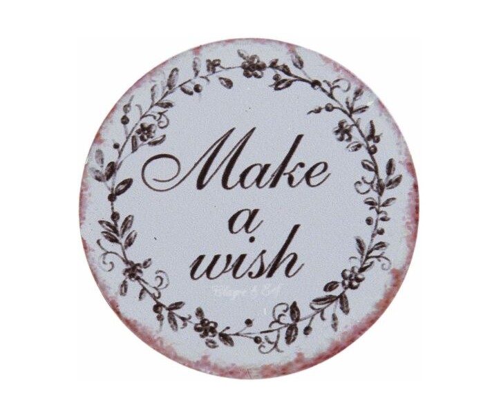Kulatý kovový magnet Make a wish - Ø 8 cm 