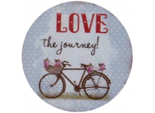 Kovový kulatý magnet Love the journey - Ø 8 cm