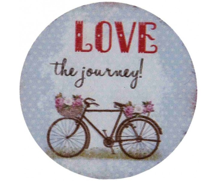 Kovový kulatý magnet Love the journey - Ø 8 cm Clayre & Eef