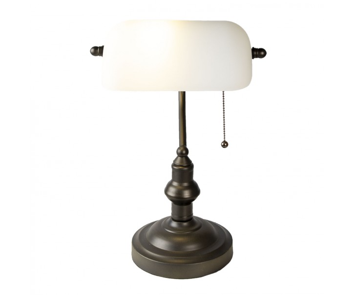 Kovová stolní lampa s bílým stínidlem Michel - Ø 27*40 cm E27/max 1*60W Clayre & Eef