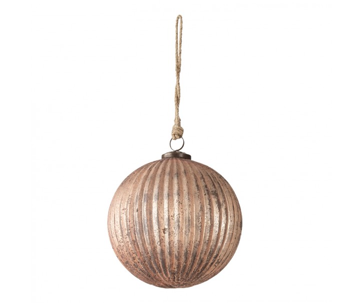 Zlato bronzová vánoční koule s žebrováním a patinou - Ø 16*16 cm Clayre & Eef