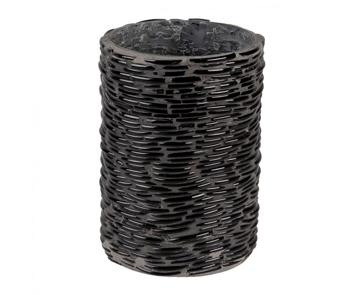 Černý skleněný svícen Black M - Ø 10*15 cm Clayre & Eef